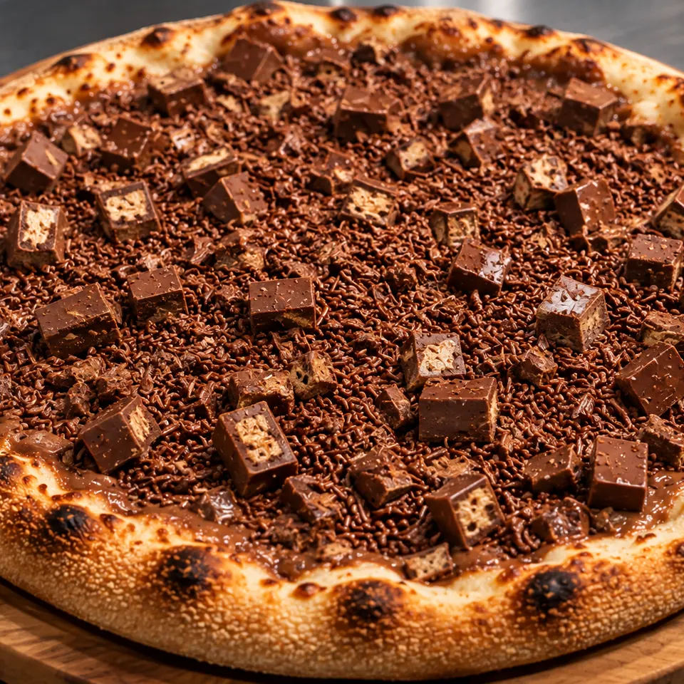 Pizza doce de Kit Kat